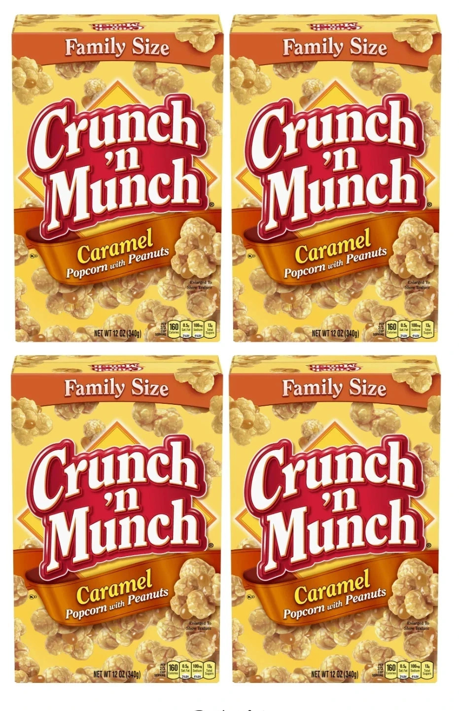 (4 pack) CRUNCH ‘N MUNCH Caramel Popcorn with Peanuts, 12 oz.