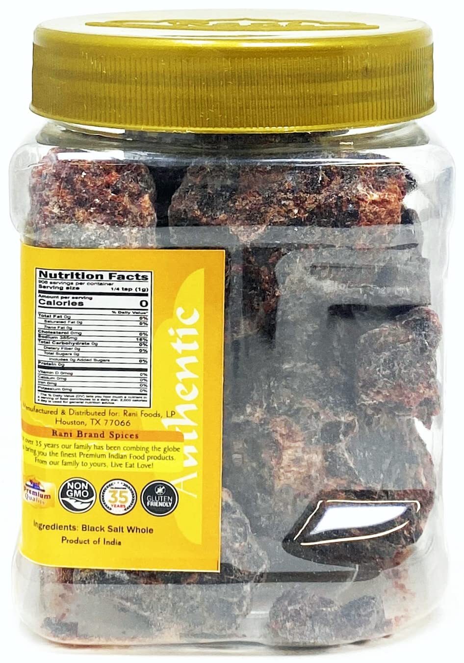 Rani Black Salt Raw Whole (Kala Namak) Mineral 32oz (2lbs) 908g PET Jar