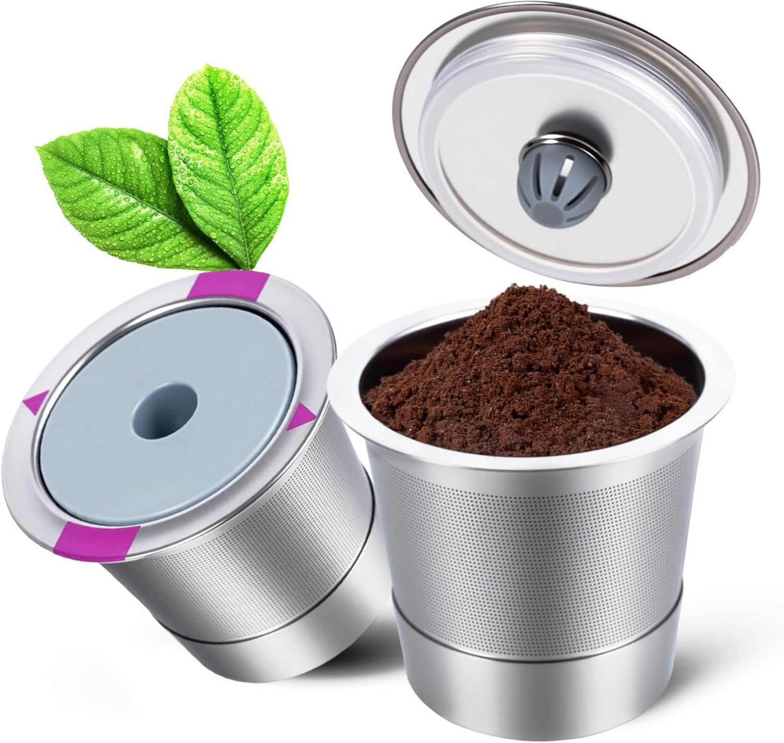 Reusable K Cups 2 Pack Stainless Steel Coffee Pods for Keurig 1.0/2.0/K-Mini