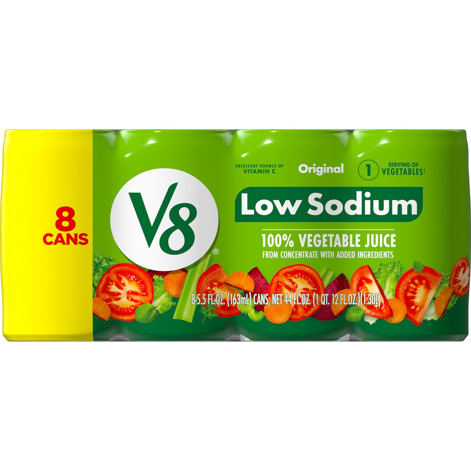 Low Sodium Original 100% Vegetable Juice, 5.5 fl oz Can (8 Pack)