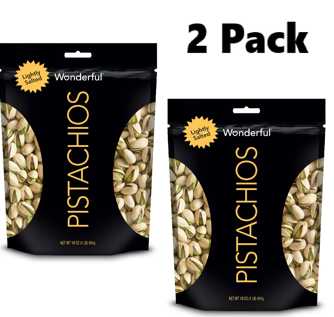 2pk Wonderful Pistachios In-Shell Roasted & Lightly Salted Pistachios 16 Ounce