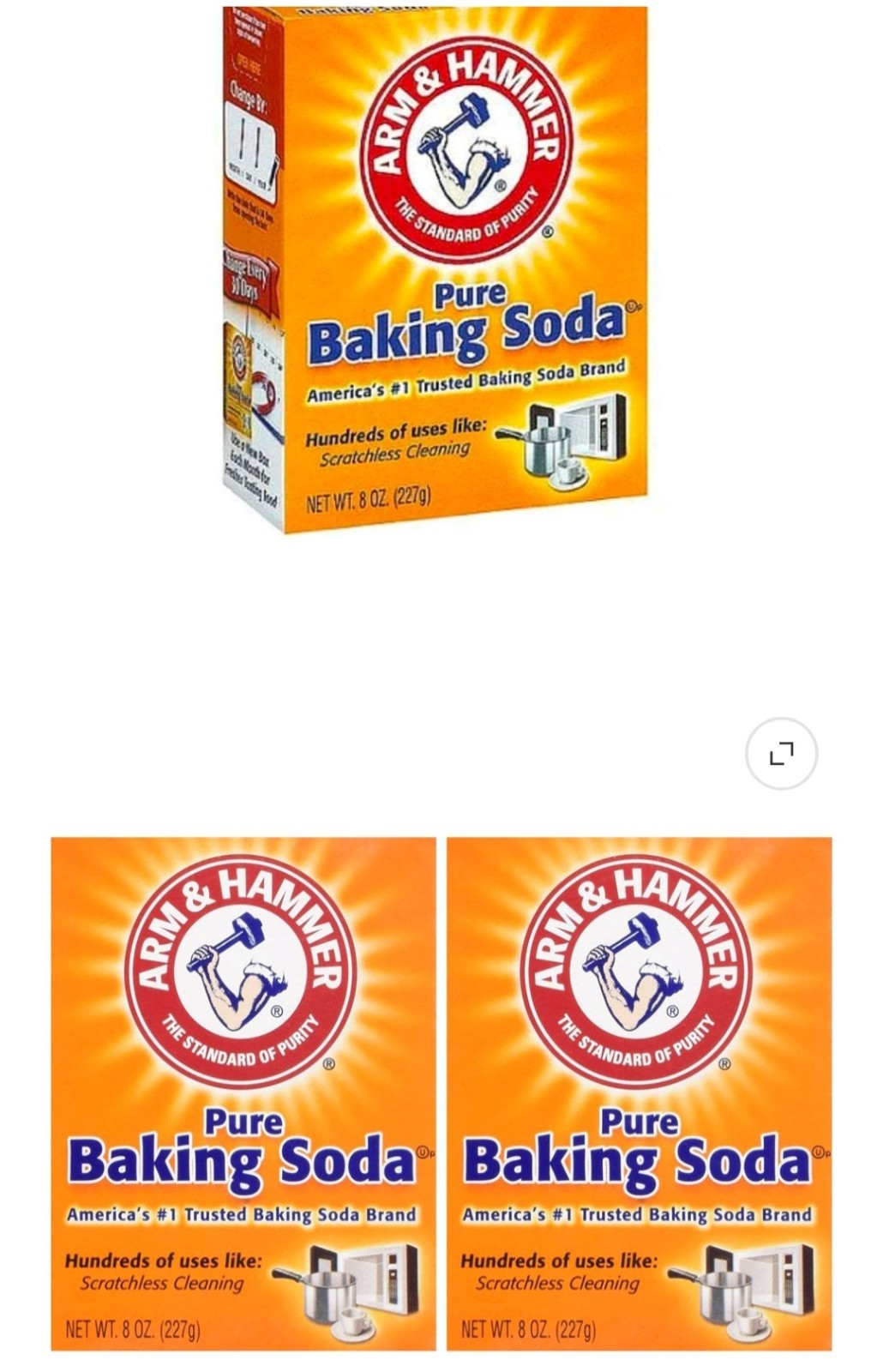 Arm & Hammer Pure Baking Soda, 8oz, Pack of 2 8 Ounce (Pack 2)