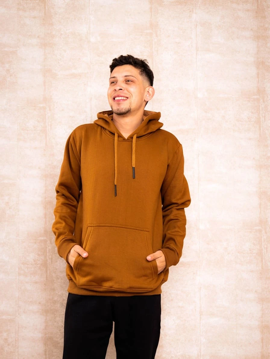 Polera Capucha Cerrada Camello