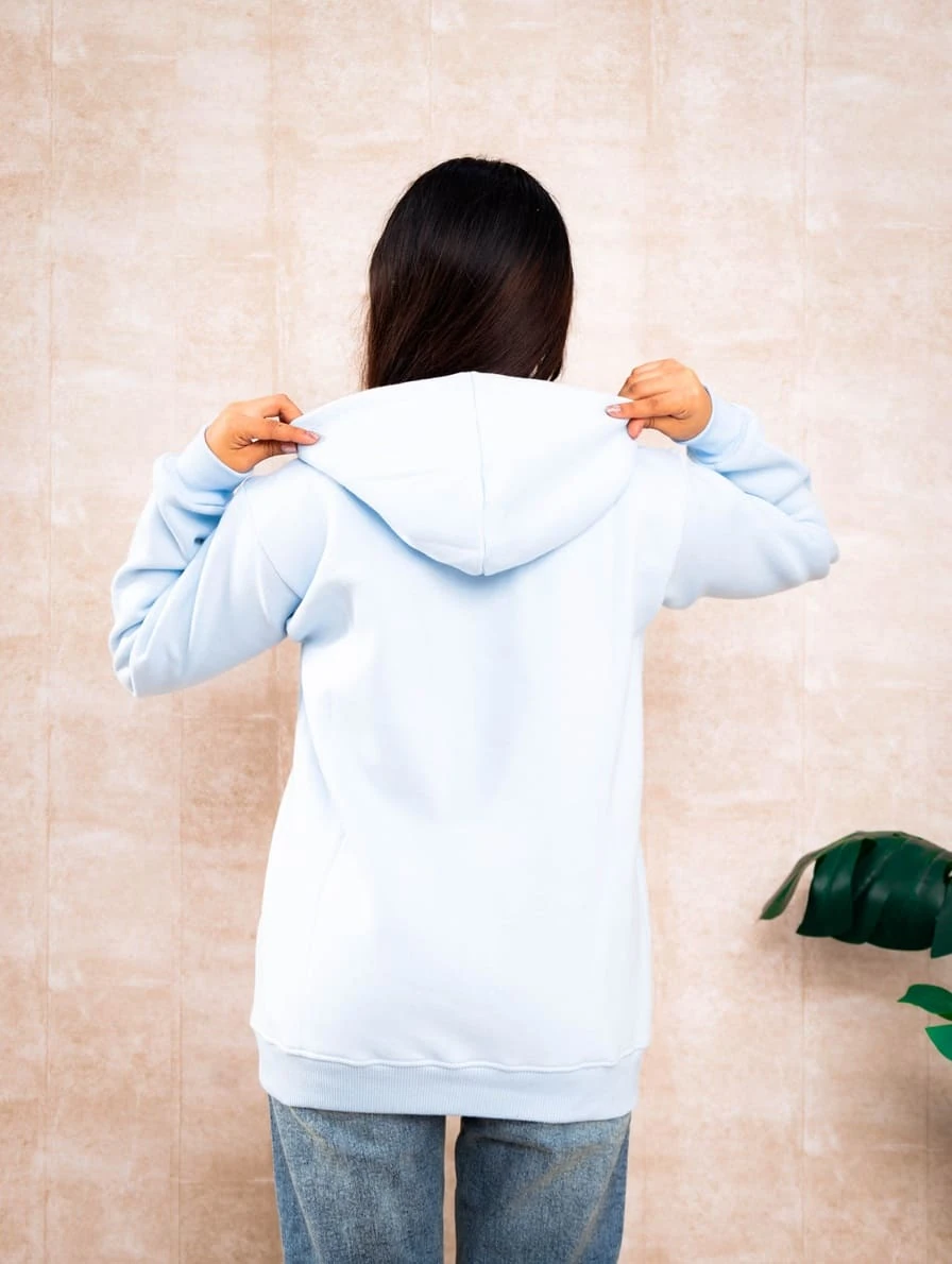 Polera Capucha Cerrada Celeste - Imagen 3