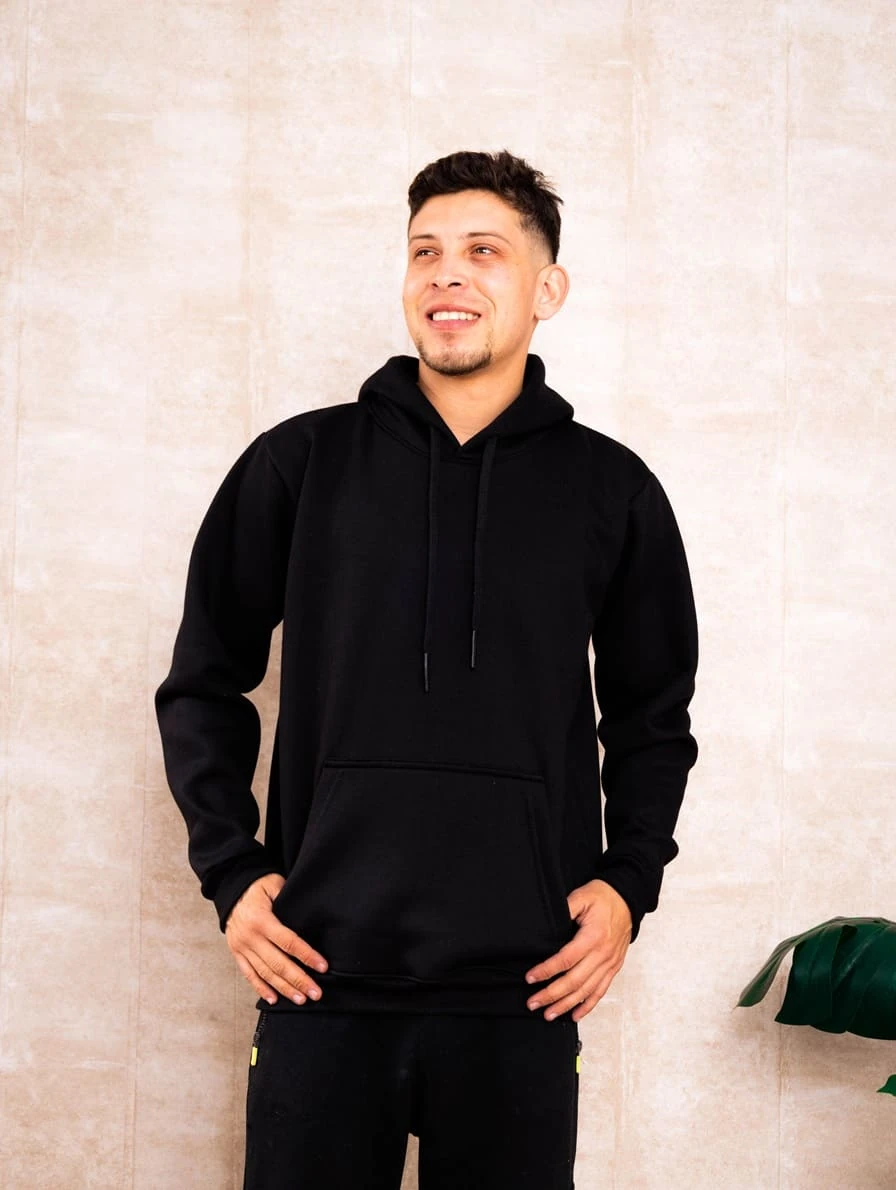 Polera Capucha Cerrada Negro