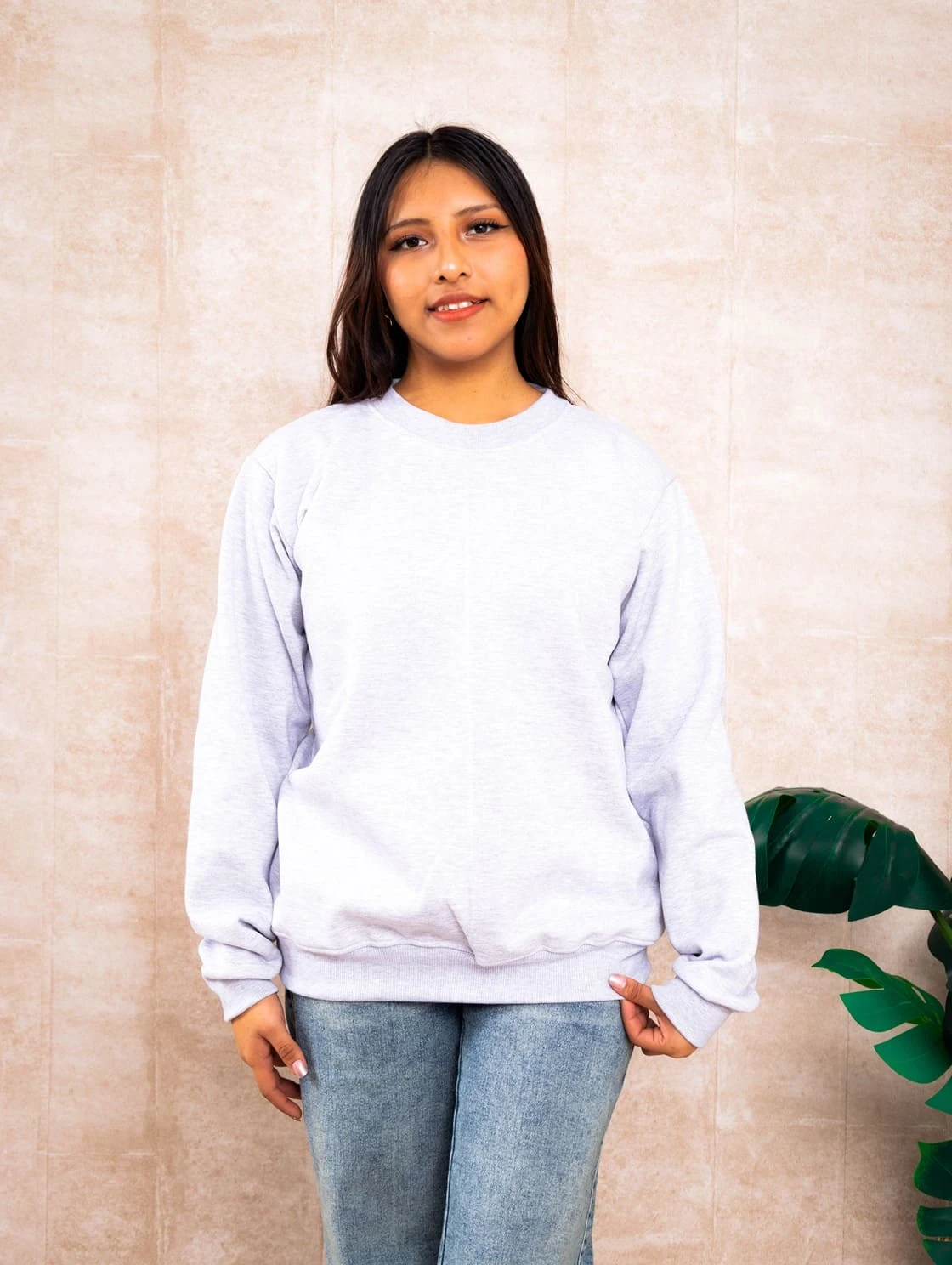 Polera Cuello Redondo Melange Claro