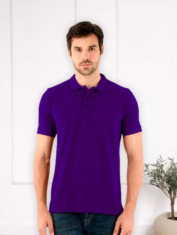 Polo Cuello Camisero Morado